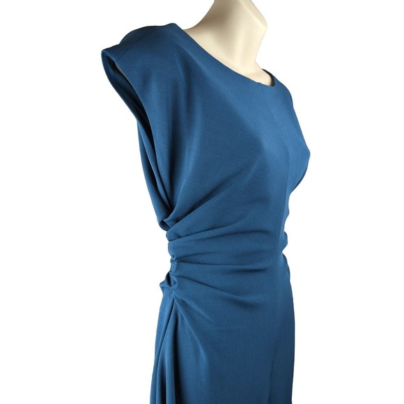 Julia Jordan Teal Handkerchief Dress Ruched Cap Sleeve Career Stretch 8 - Picture 5 of 10